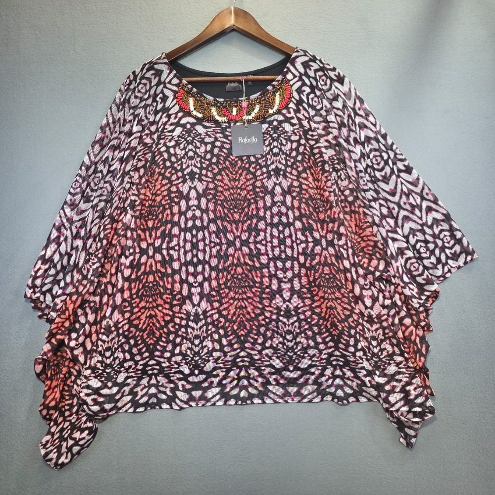 Rafaella Marrakesh Sunset Dragon Fruit Batwing Blouse‎ Size Large NWT